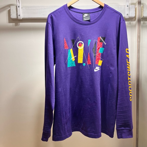 Nike Air Long Sleeve purple with 90’s detailing, 💯 cotton, great condition LG - Picture 2 of 13